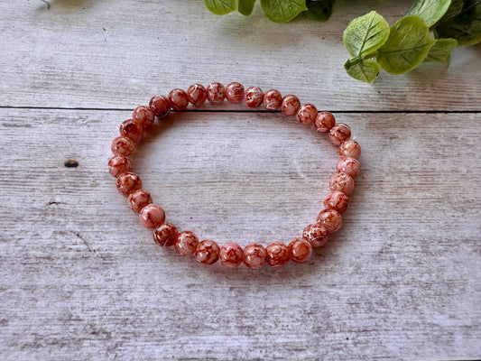 Brown & White Crackle Stretch Bracelet