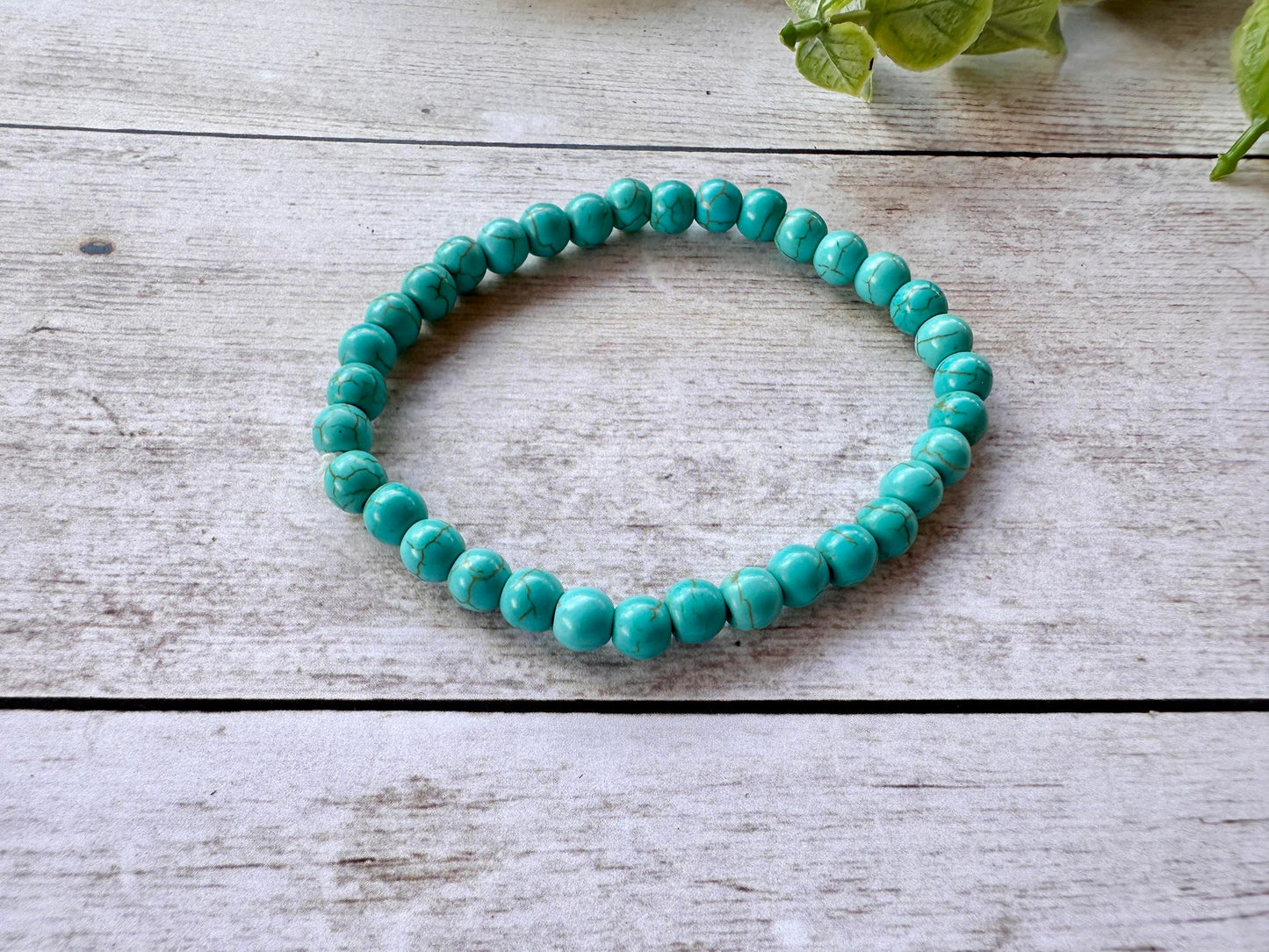 Teal Crackle Stretch Bracelet