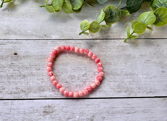 Red/Pink/White Crackle Stretch Bracelet