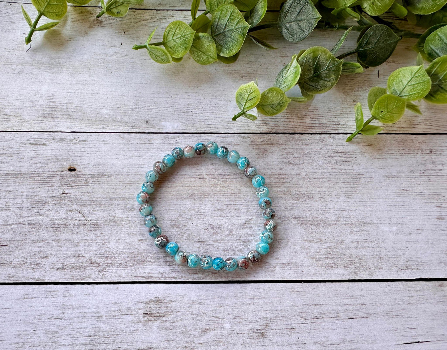 Blue & Brown Crackle Stretch Bracelet