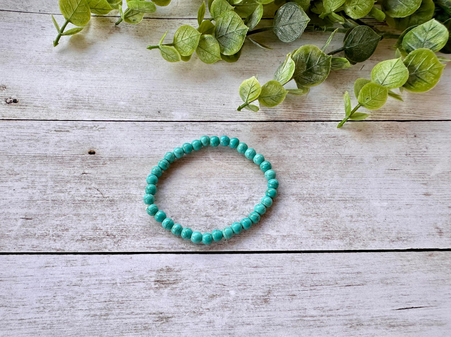 Teal Crackle Stretch Bracelet