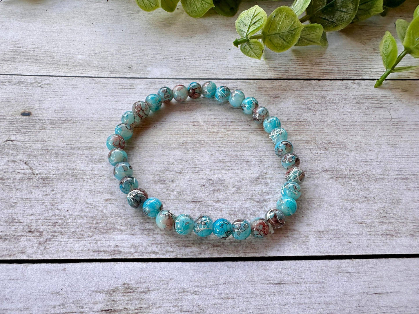 Blue & Brown Crackle Stretch Bracelet