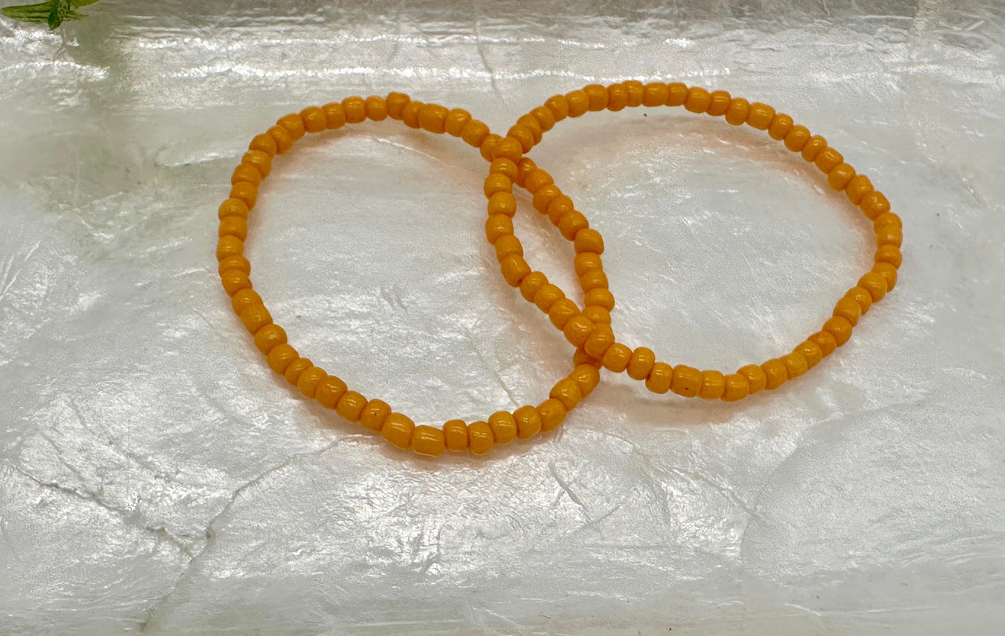 Light Orange Seed Bead Stretch Bracelet