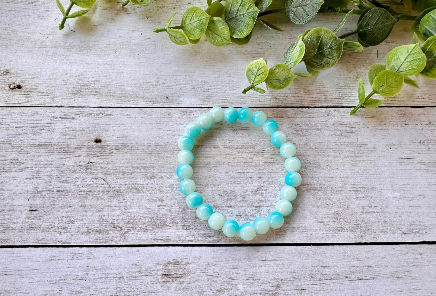 Blue & White Opaque Stretch Bracelet