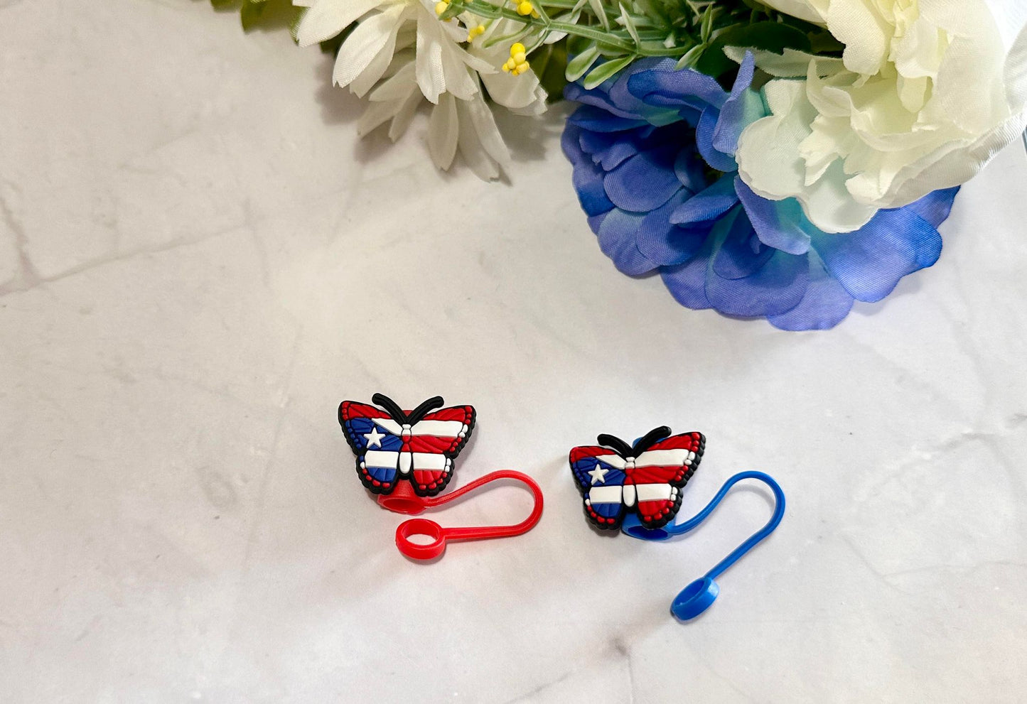 Patriotic Butterfly Straw Topper