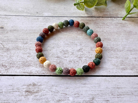 Colored Lava Beaded Stretch Bracelet