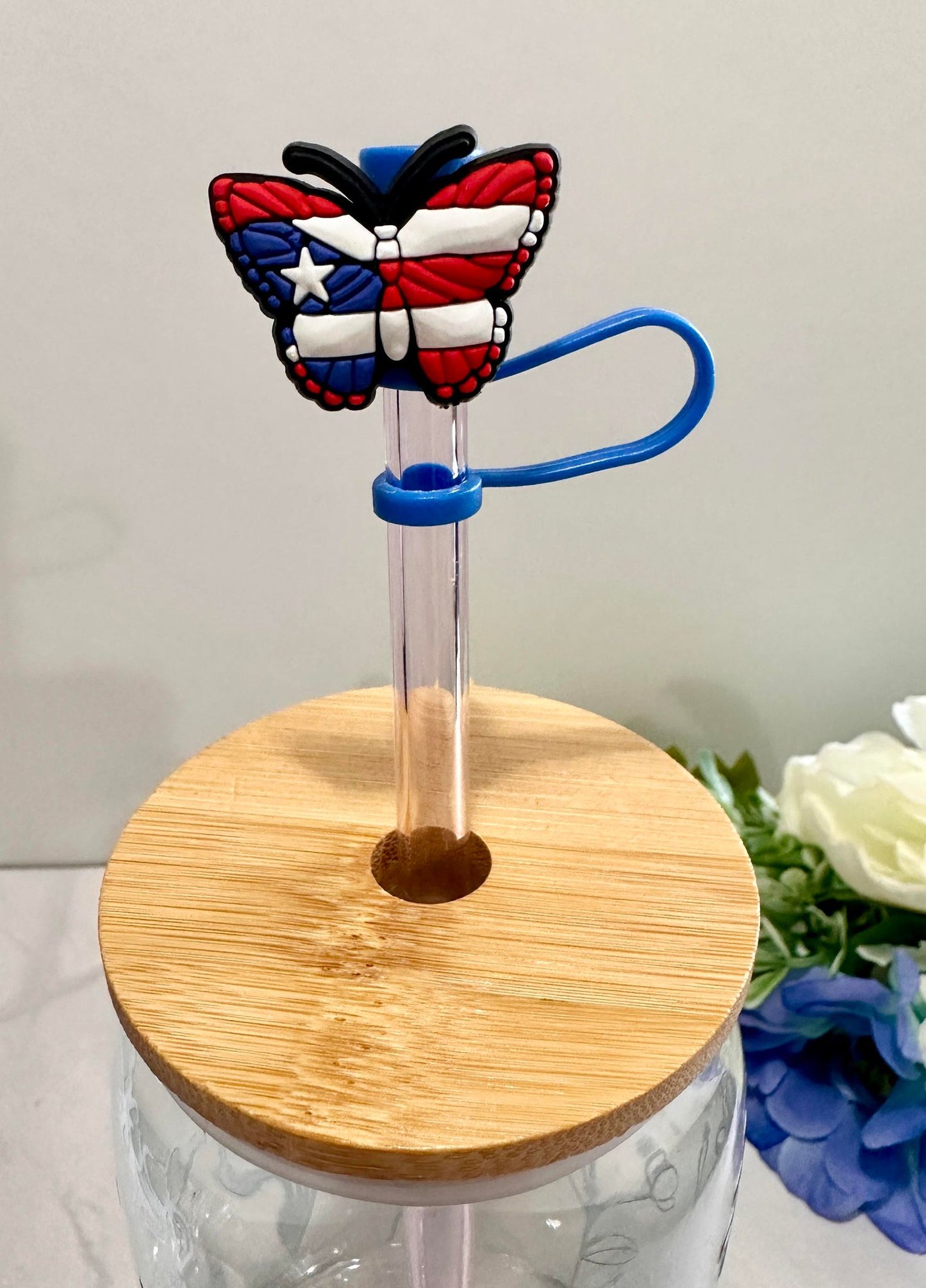 Patriotic Butterfly Straw Topper