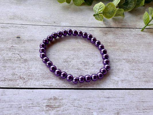 Purple Pearl Stretch Bracelet