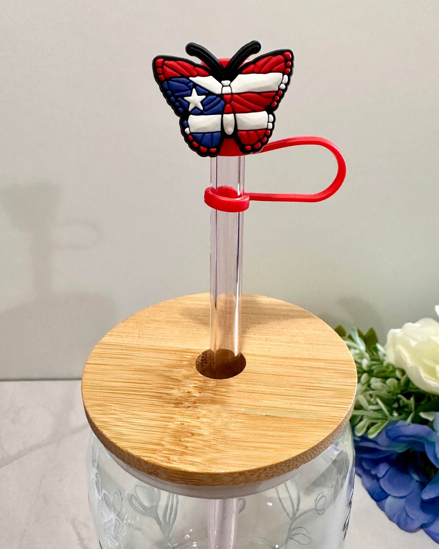 Patriotic Butterfly Straw Topper