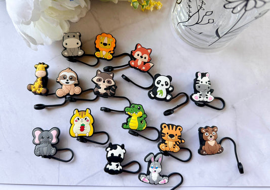 Cute Cartoon Animal Silicone Straw Toppers