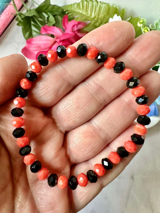 Black/Orange Stretch Bracelet