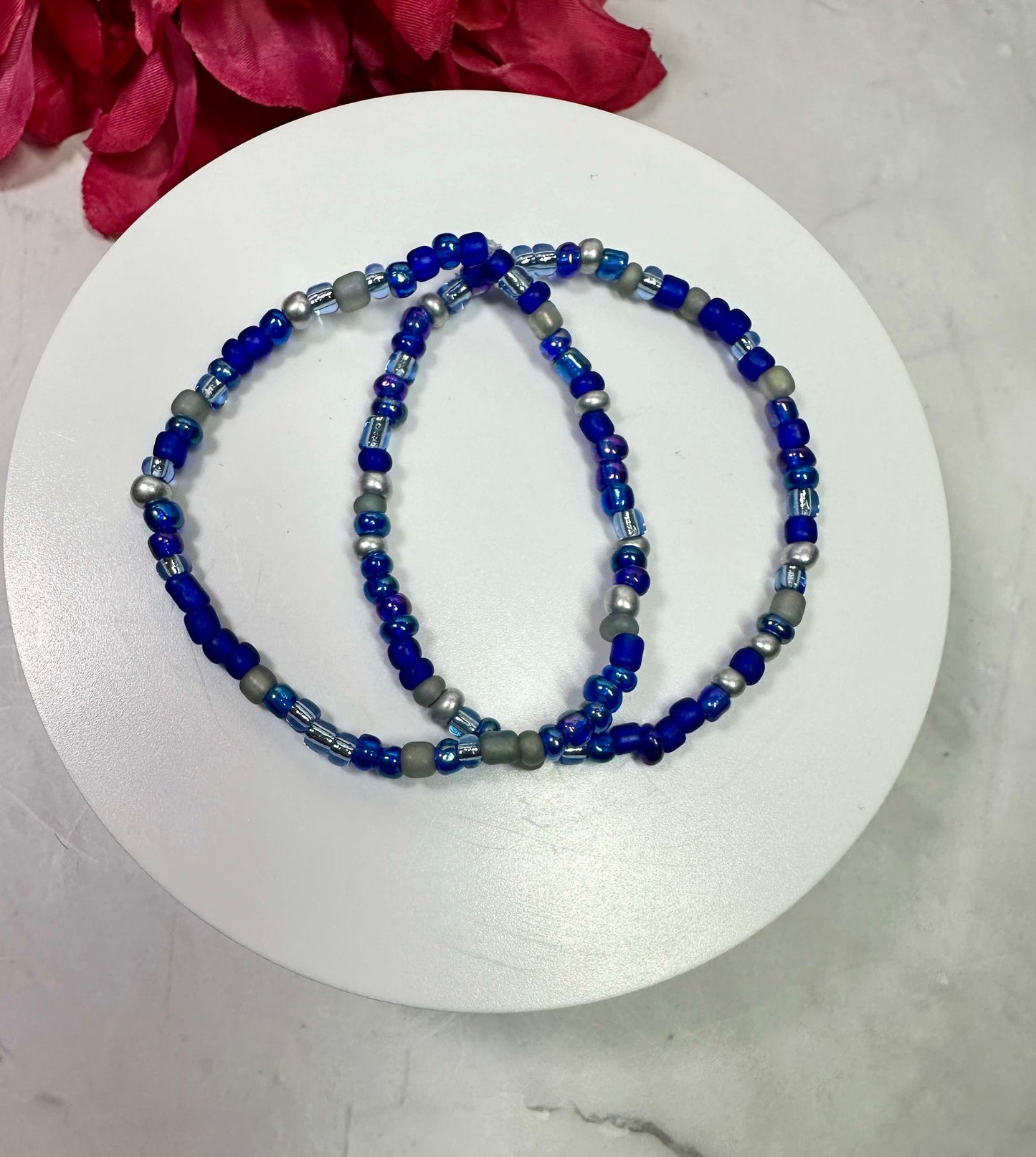 Multi Blue Seed Bead Bracelet