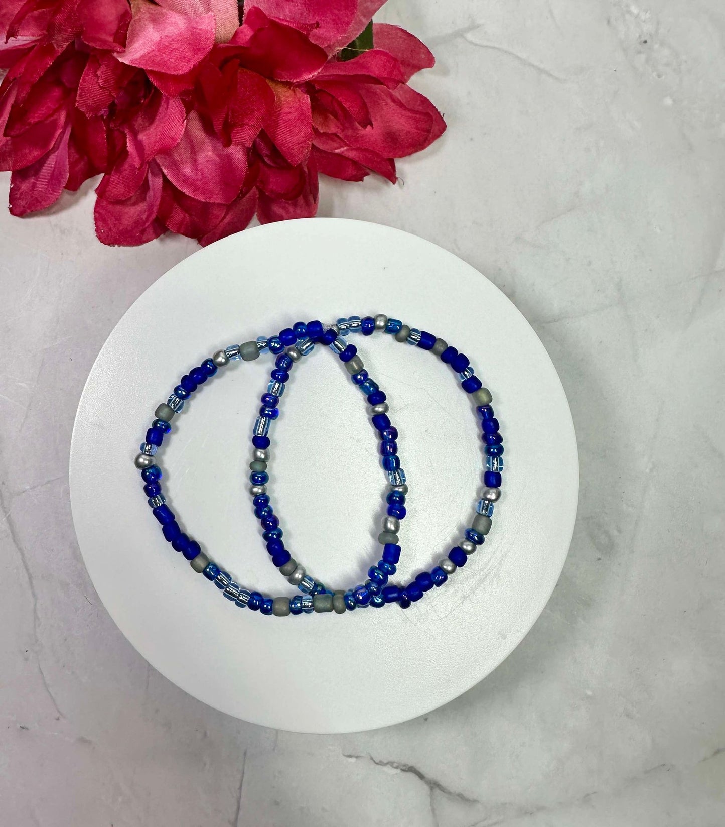 Multi Blue Seed Bead Bracelet