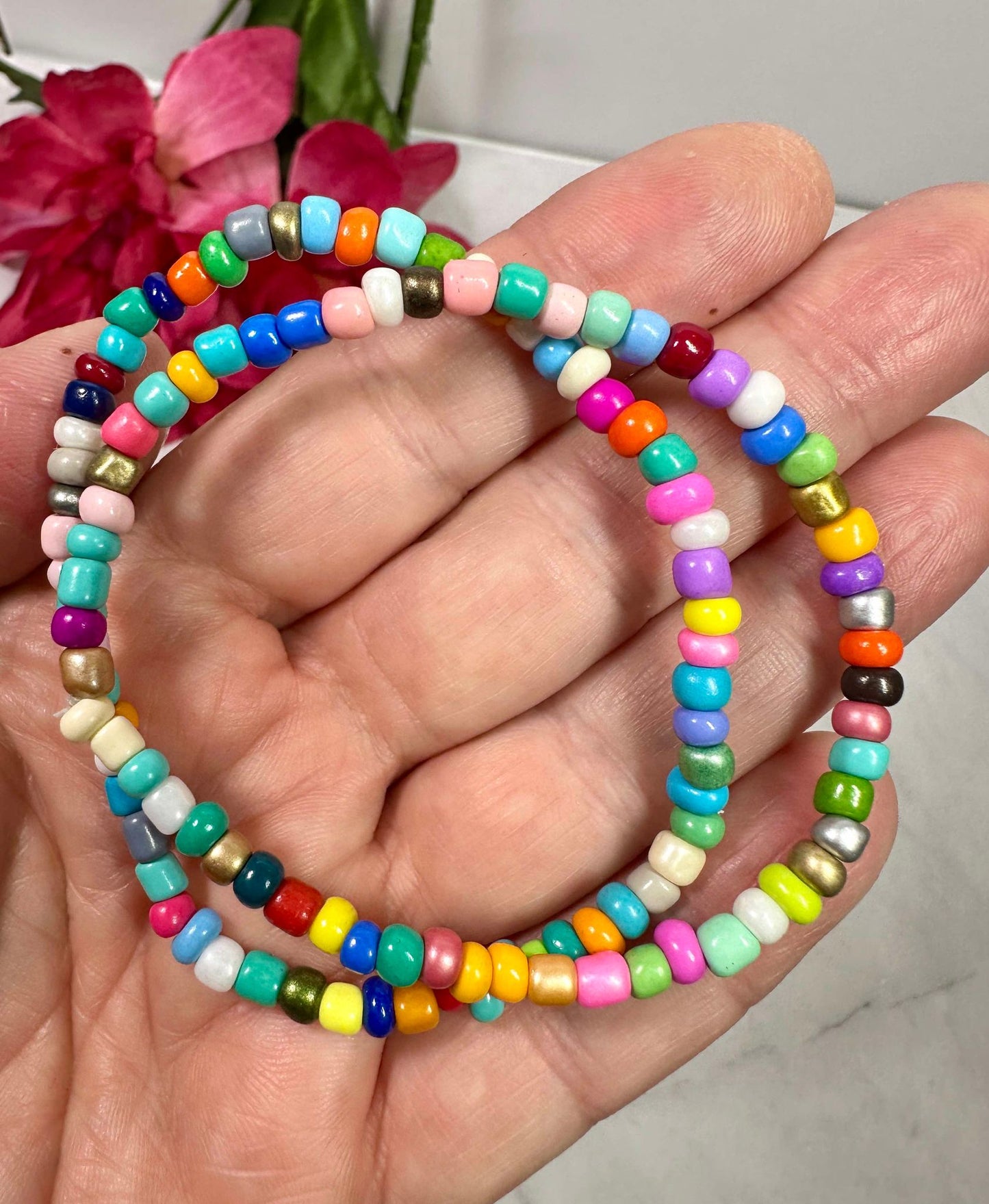 Shimmer Rainbow Seed Bead Bracelet