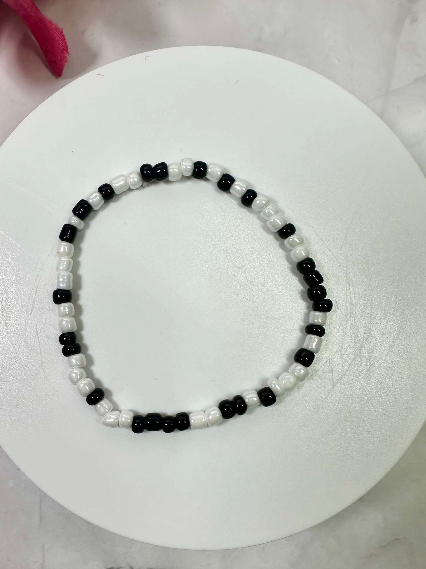 Black & White Shimmer Seed Bead Bracelet