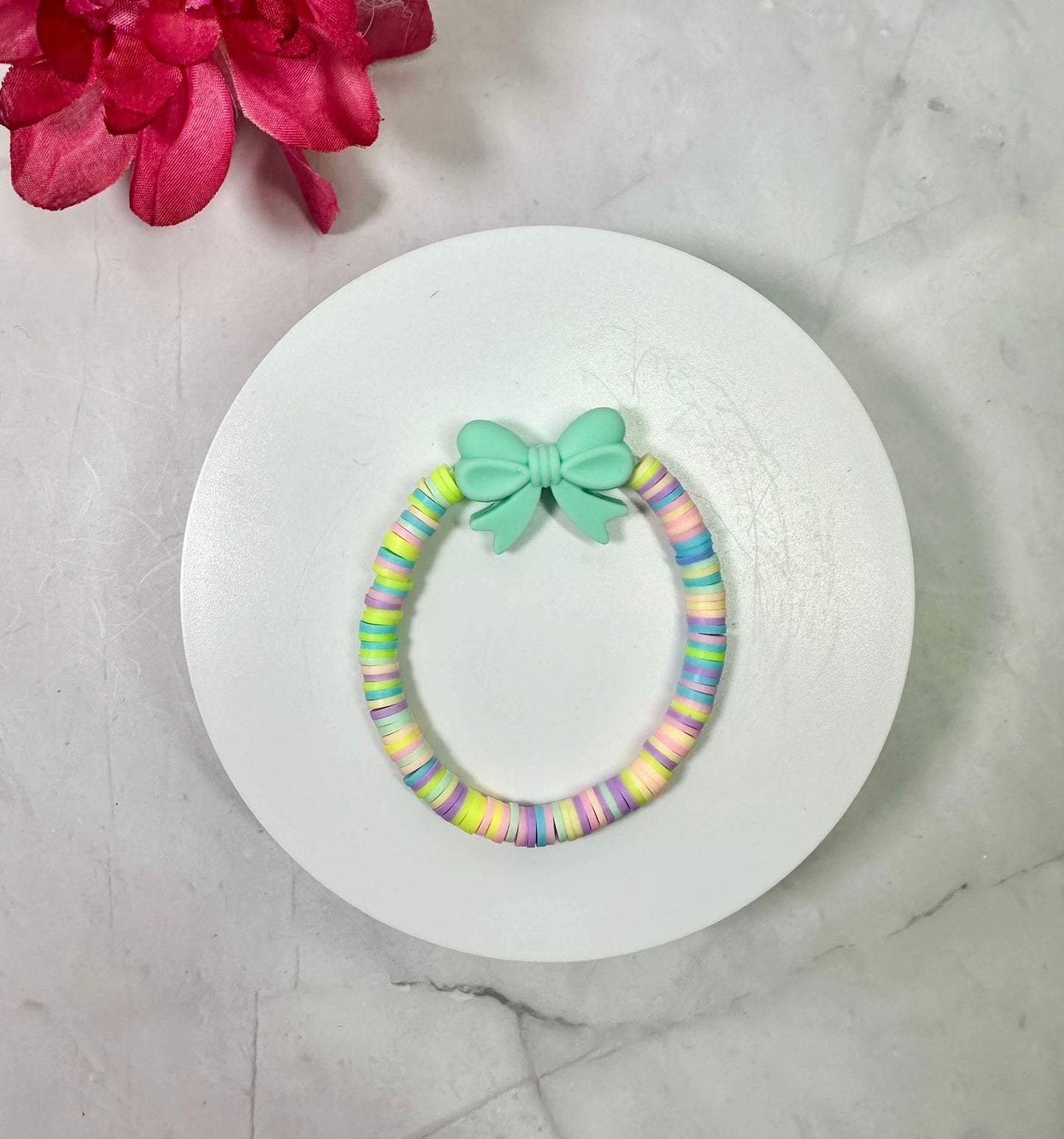 Pastel Bow Heishi Bracelet