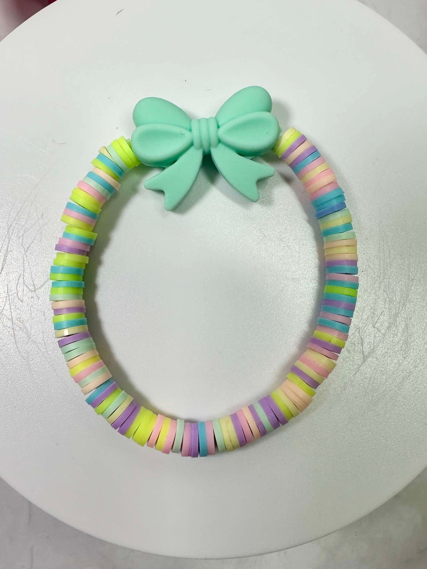 Pastel Bow Heishi Bracelet