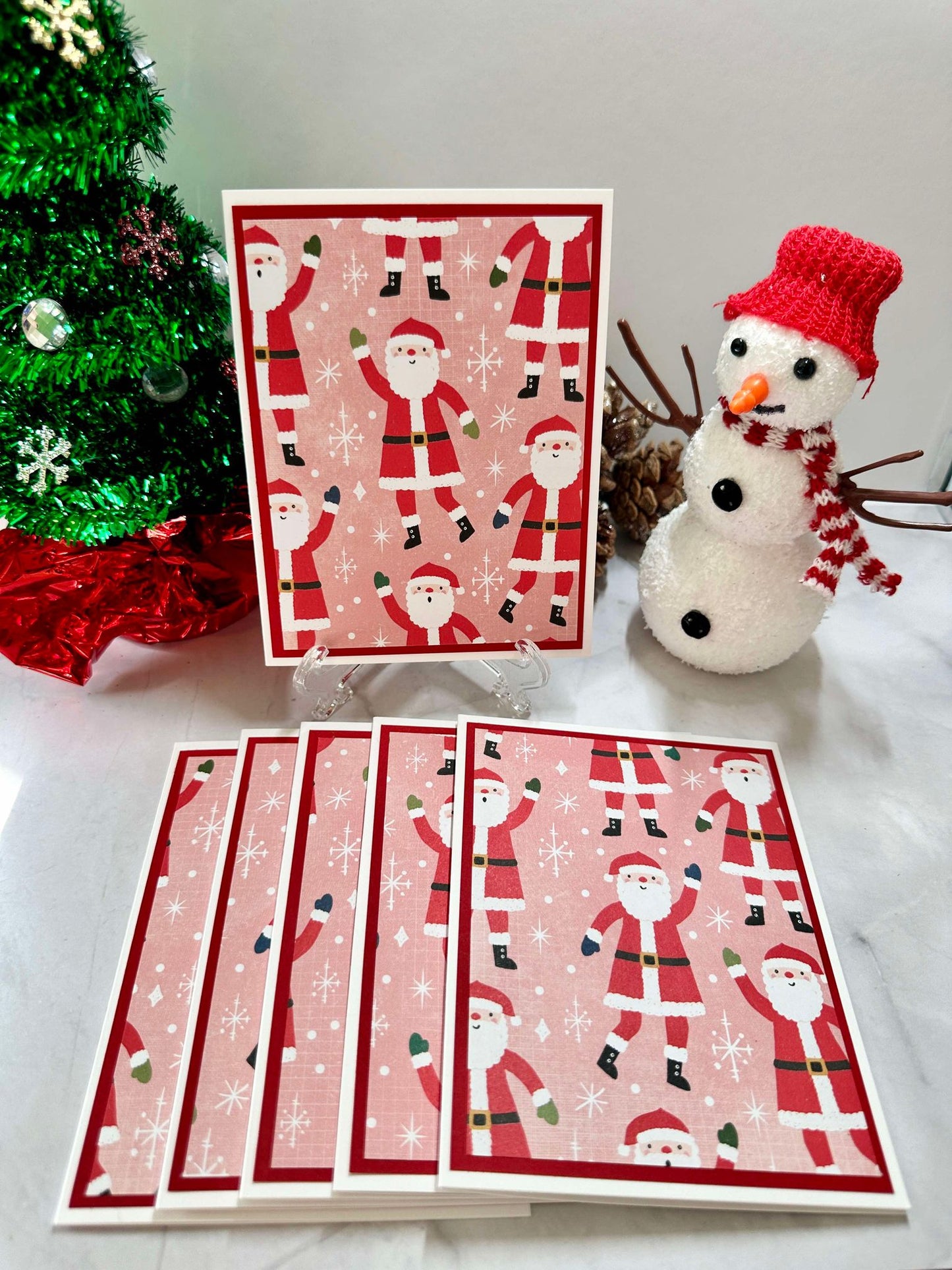 Santa Claus W/Pink Background Blank Notecards