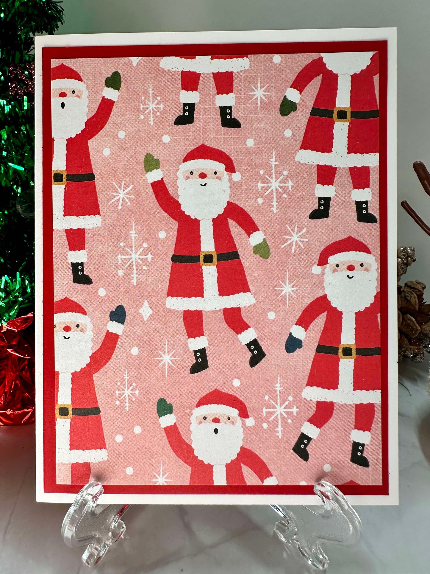 Santa Claus W/Pink Background Blank Notecards