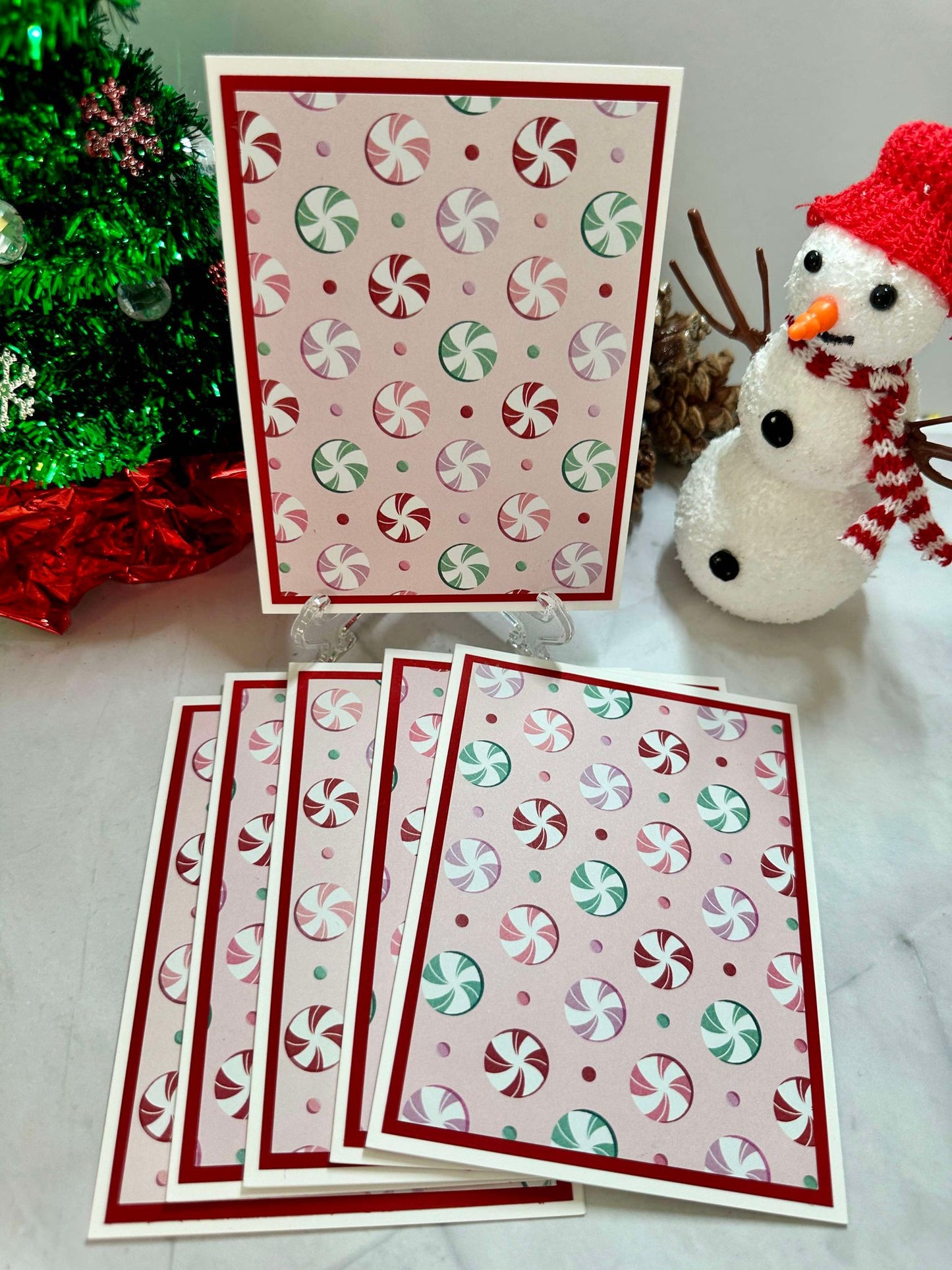 Holiday Candy w/Pink Background Blank Notecards