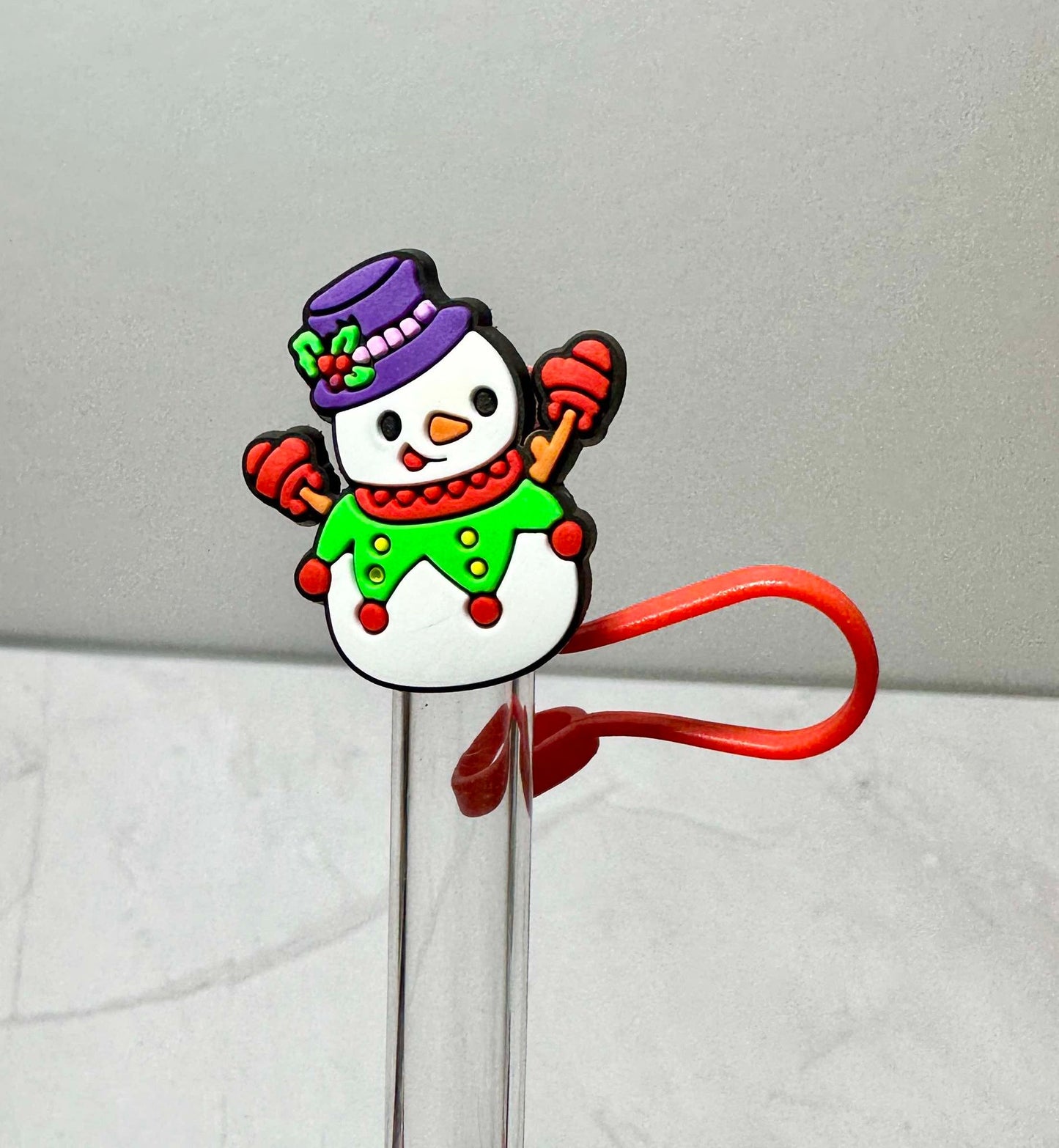 Cute Snowman Straw Toppers (Larger)