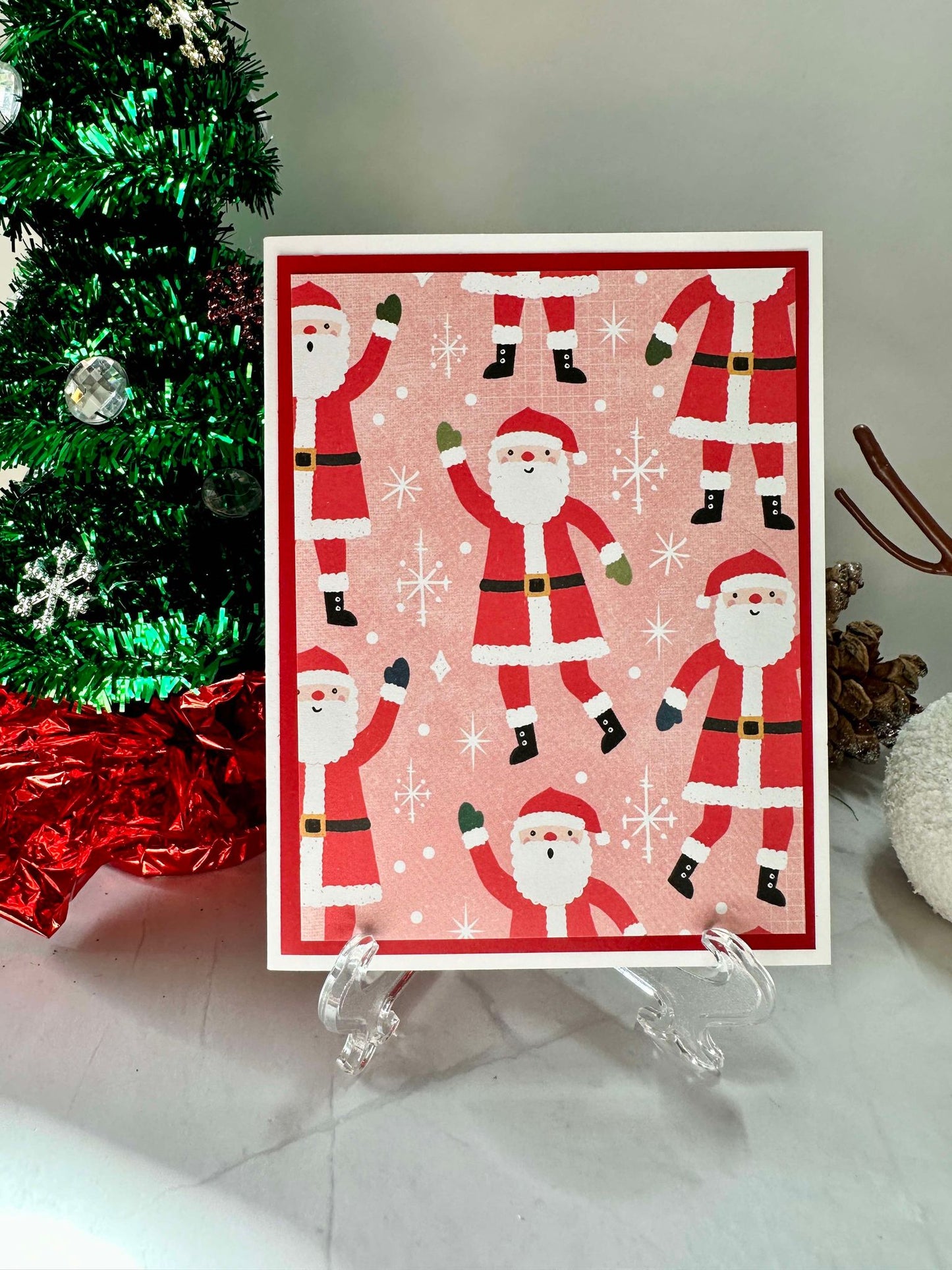 Santa Claus W/Pink Background Blank Notecards