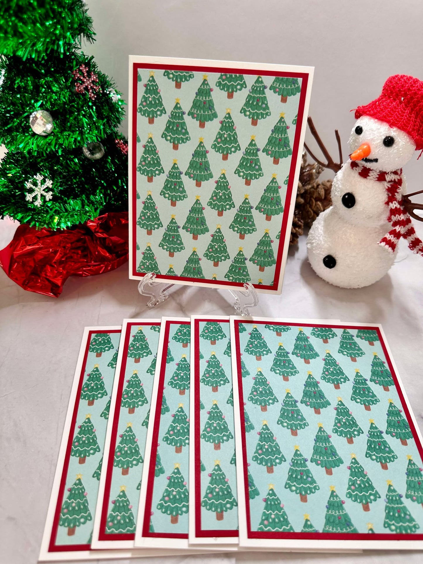 Small Green Christmas Tree Blank Notecards