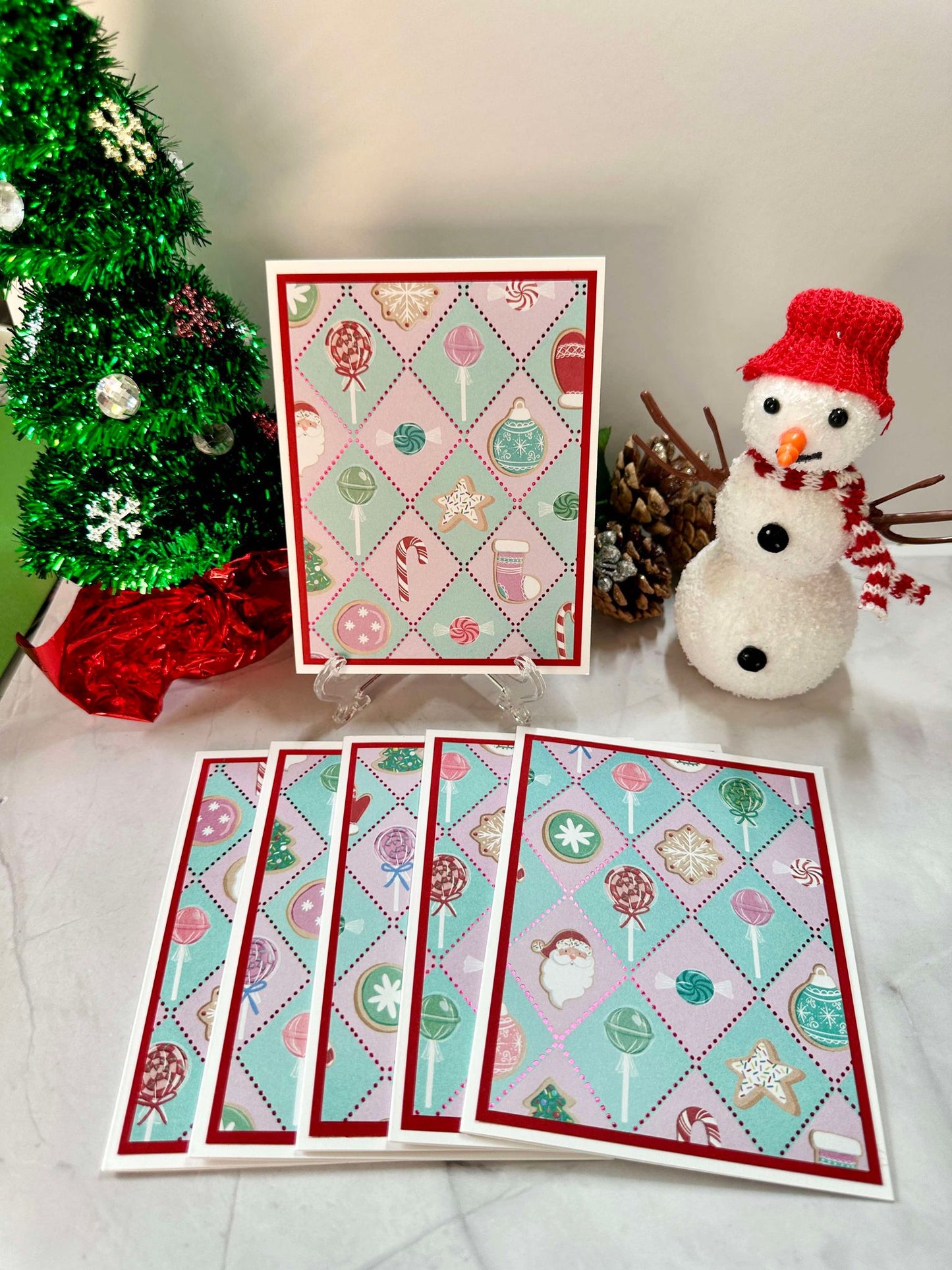 Pastel Christmas Candy Blank Notecards