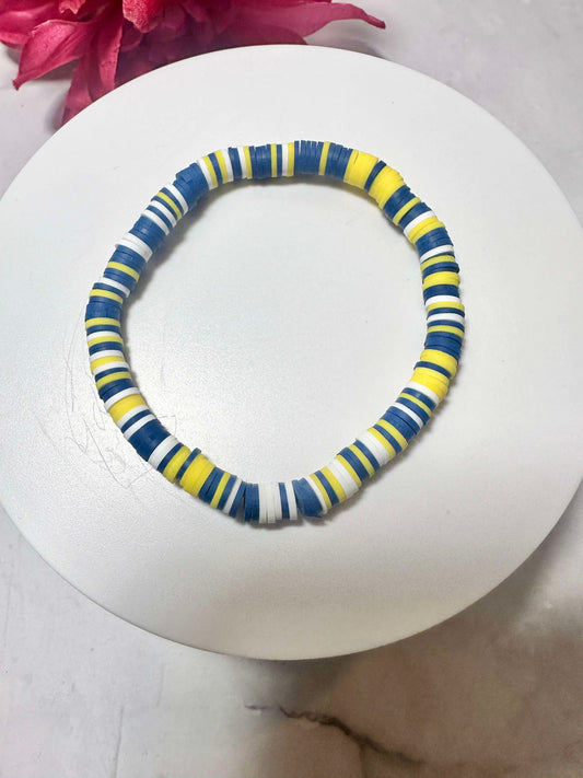 Navy/Yellow/White Heishi Bracelet