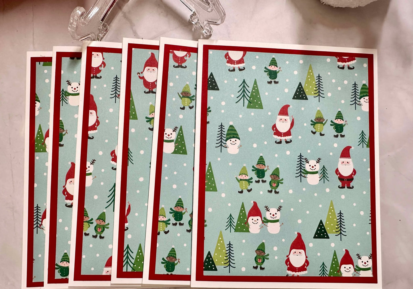 Holiday Gnomes and Snowman Blank Notecards