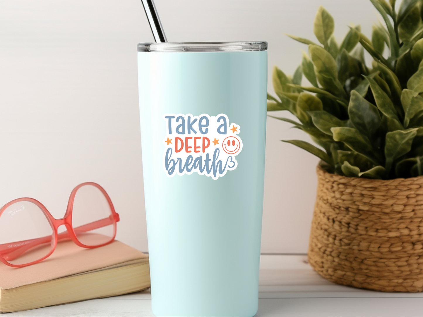 Take A Deep Breath Smiley Face Sticker