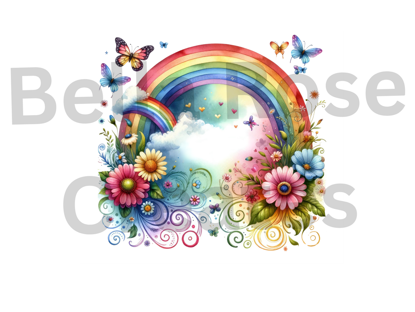 Watercolor Rainbow W/Butterflies 20oz Tumbler