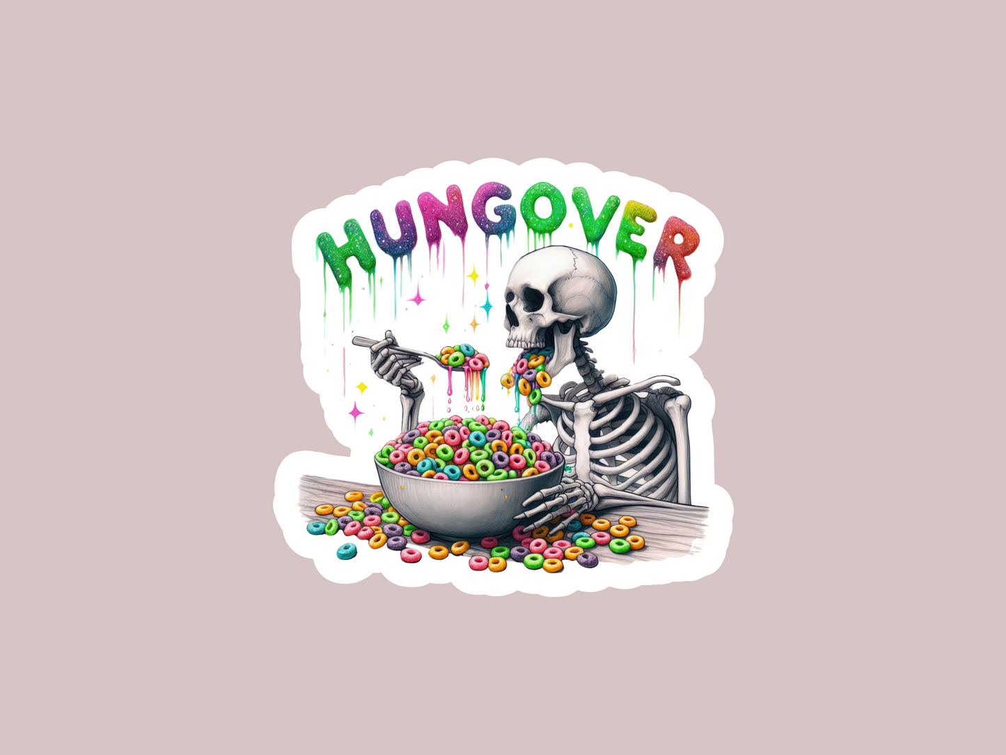 Hungover Skeleton Sticker