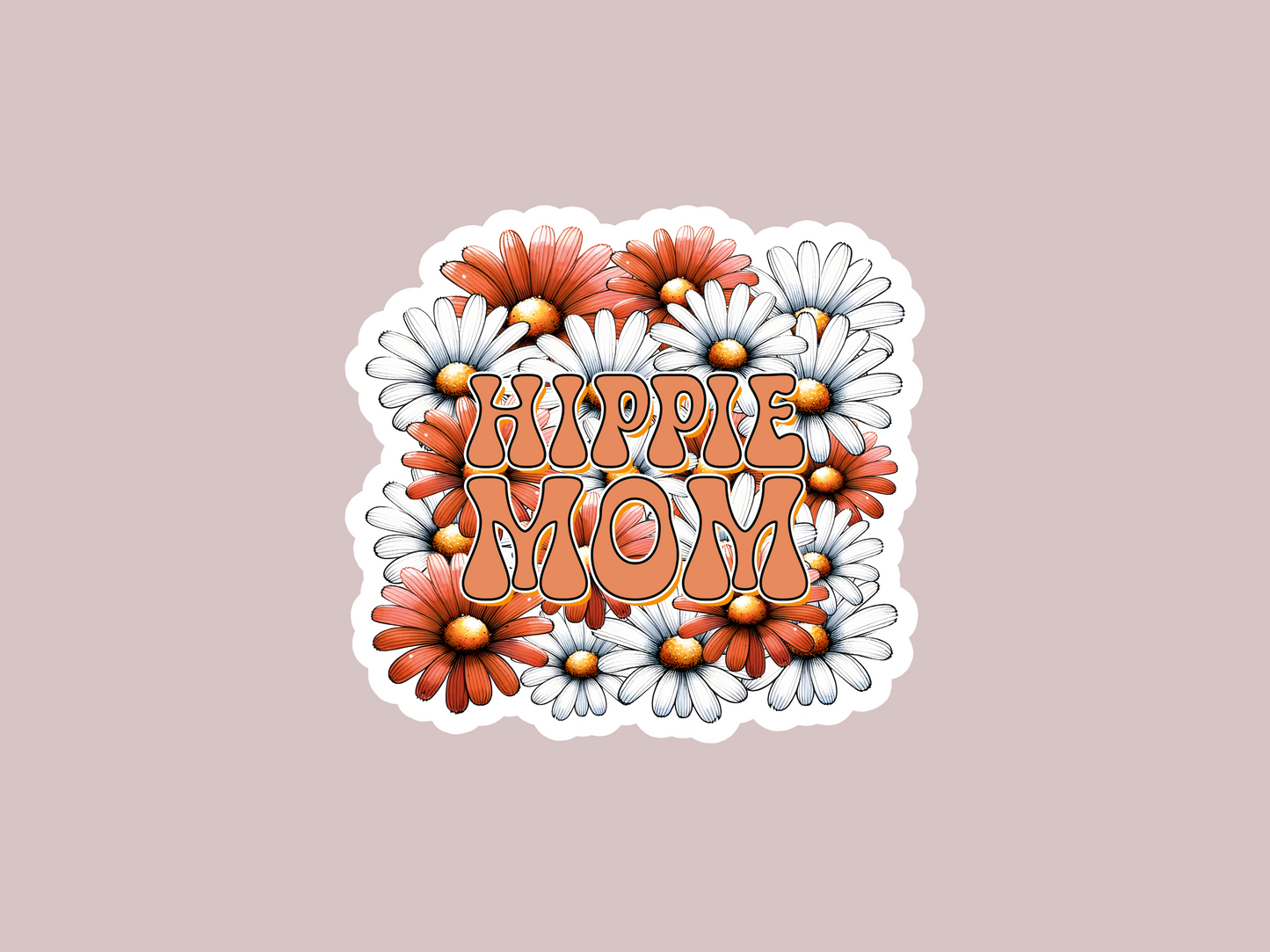 Hippie Mom With Flowers Sticker