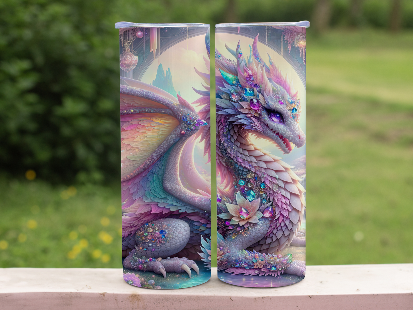 Pastel Glitter Dragon 20oz Tumbler