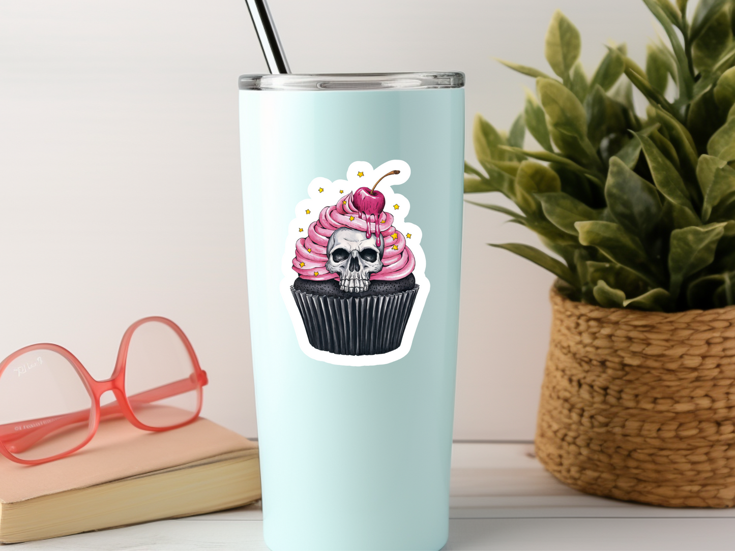 Skull Cupcake Sticker