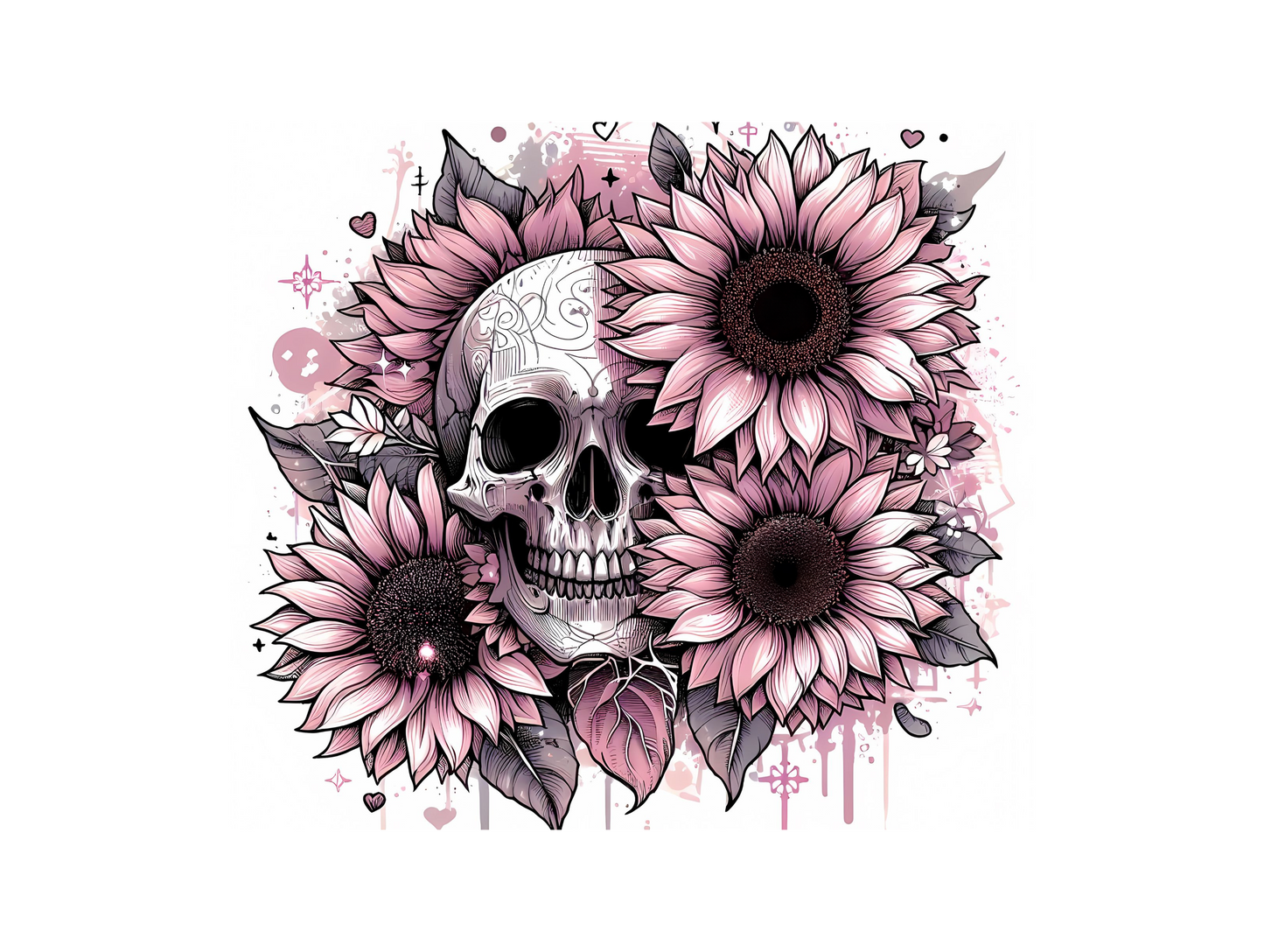 Skull & Pink Sunflowers 20oz Tumbler