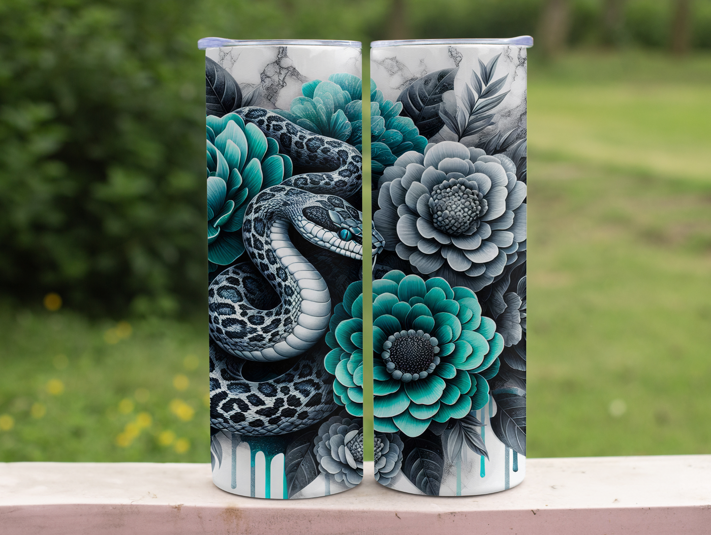 Snake & Teal Flowers 20oz Tumbler