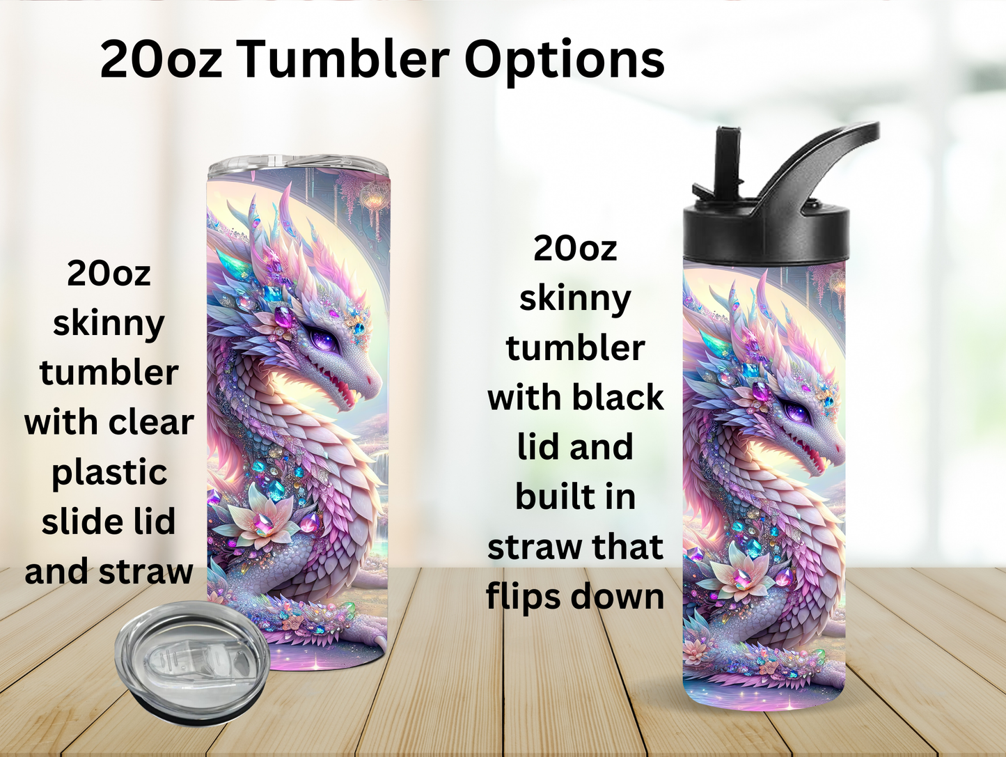 Pastel Glitter Dragon 20oz Tumbler