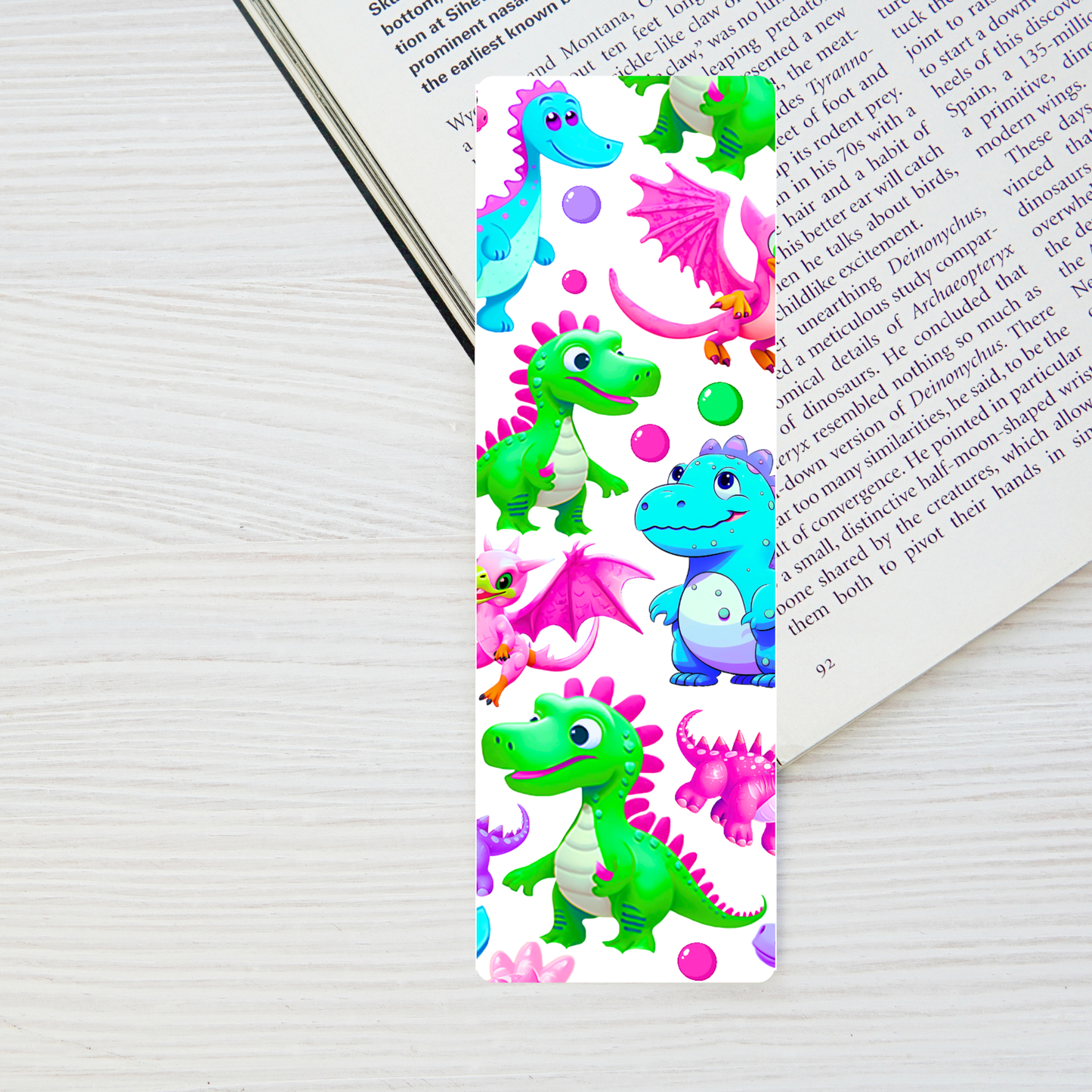 Kids Colorful Dinosaurs Bookmark