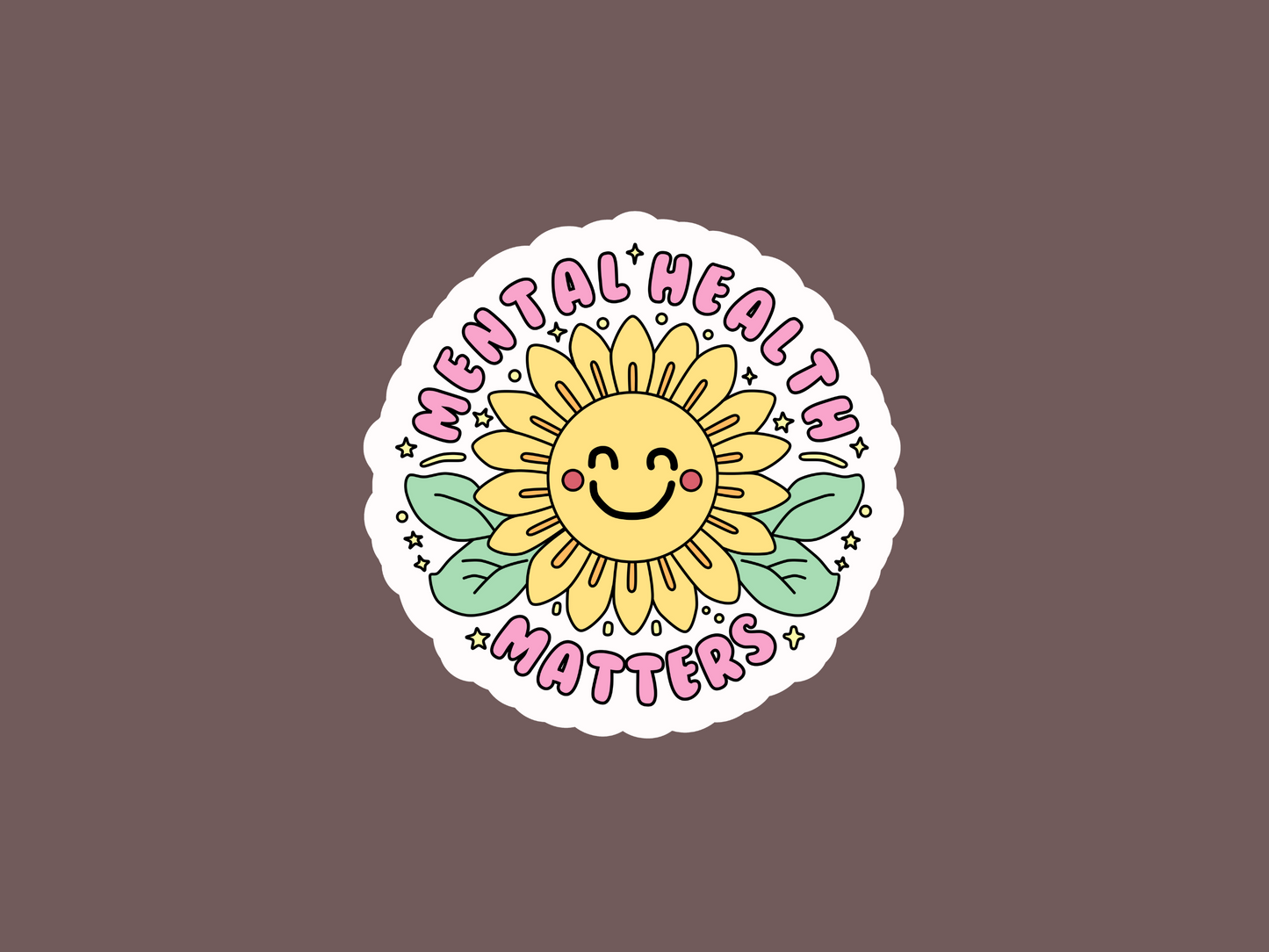 Mental Health Matters Sunshine Flower Sticker