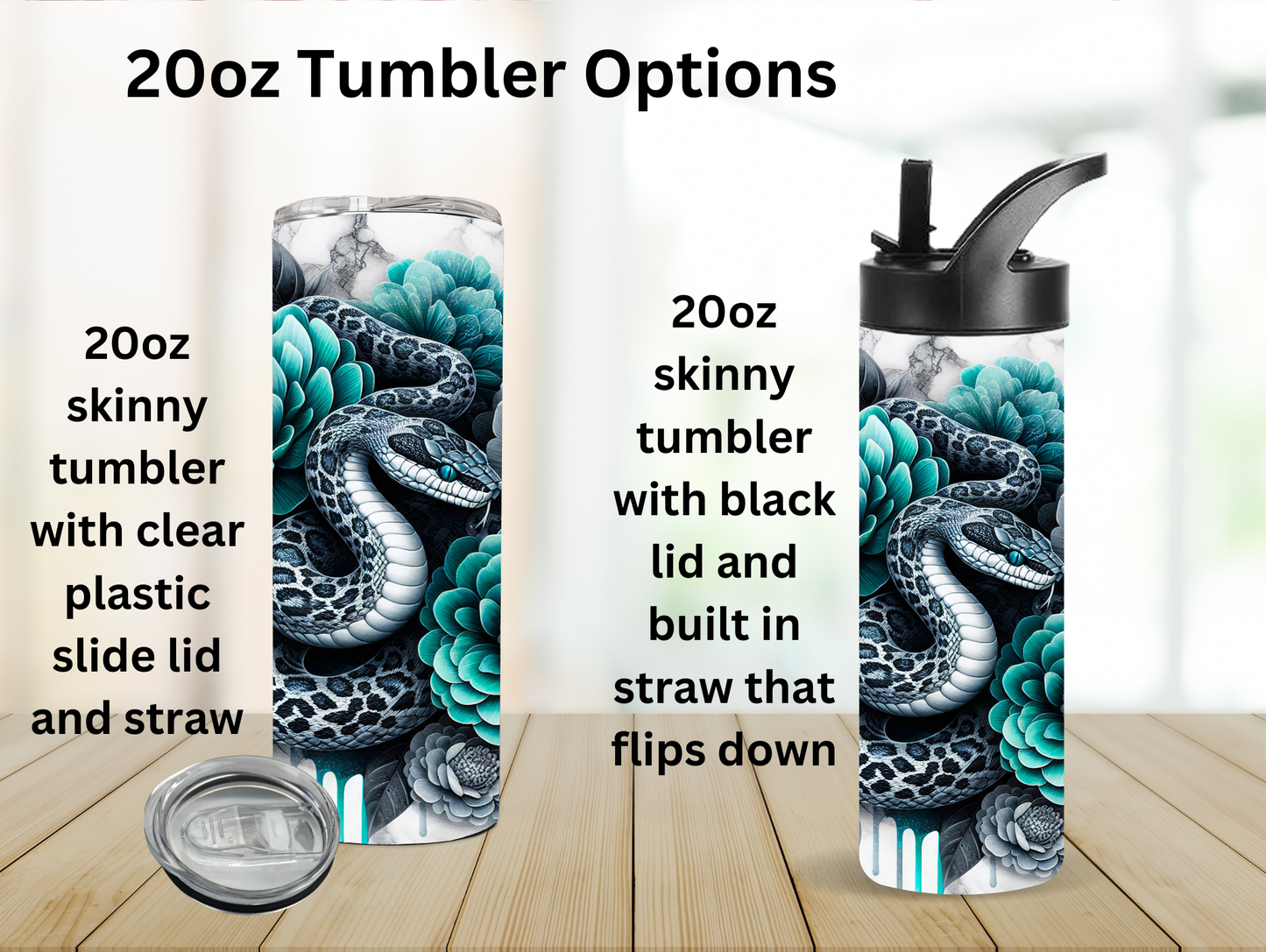 Snake & Teal Flowers 20oz Tumbler