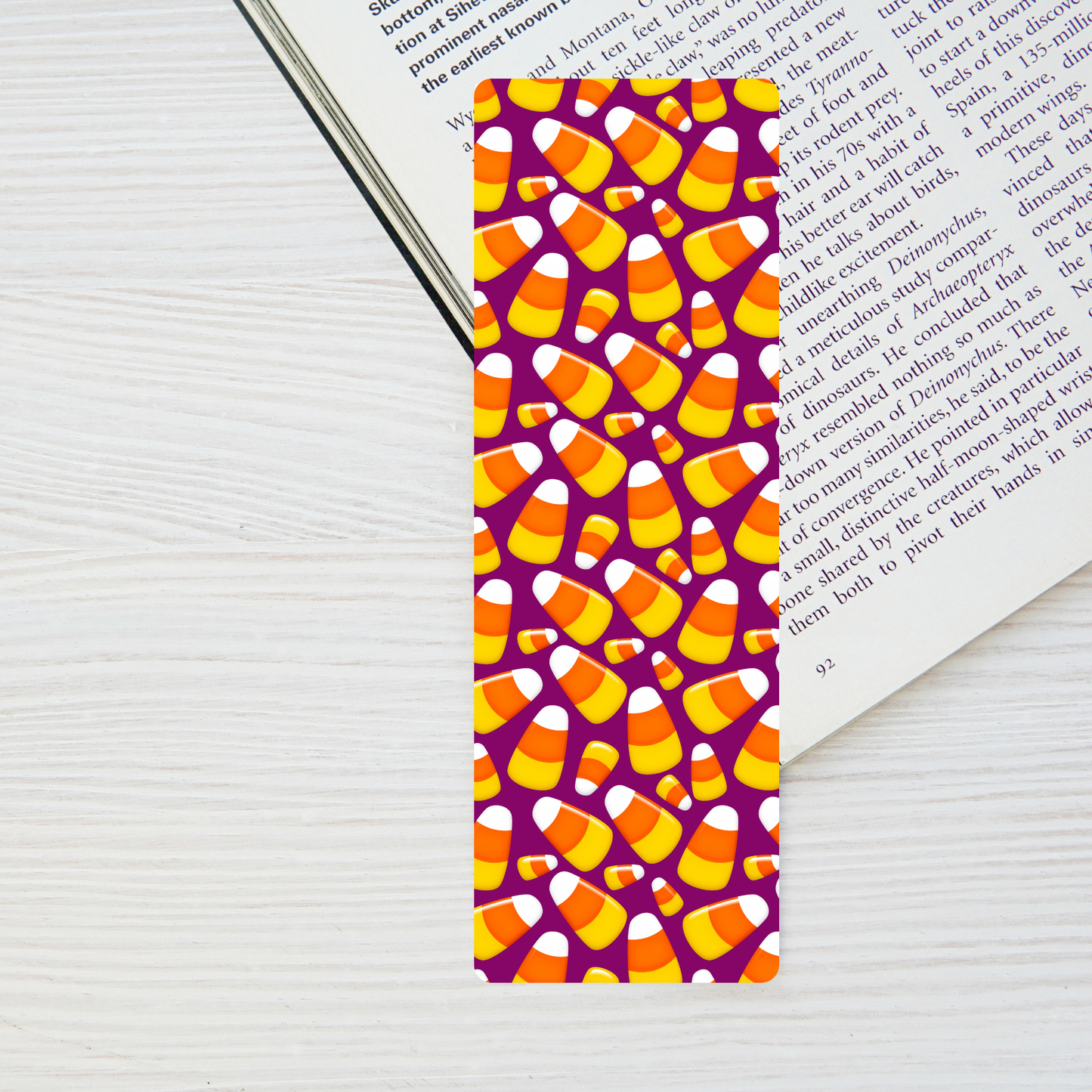 Candy Corn & Purple Background Bookmark