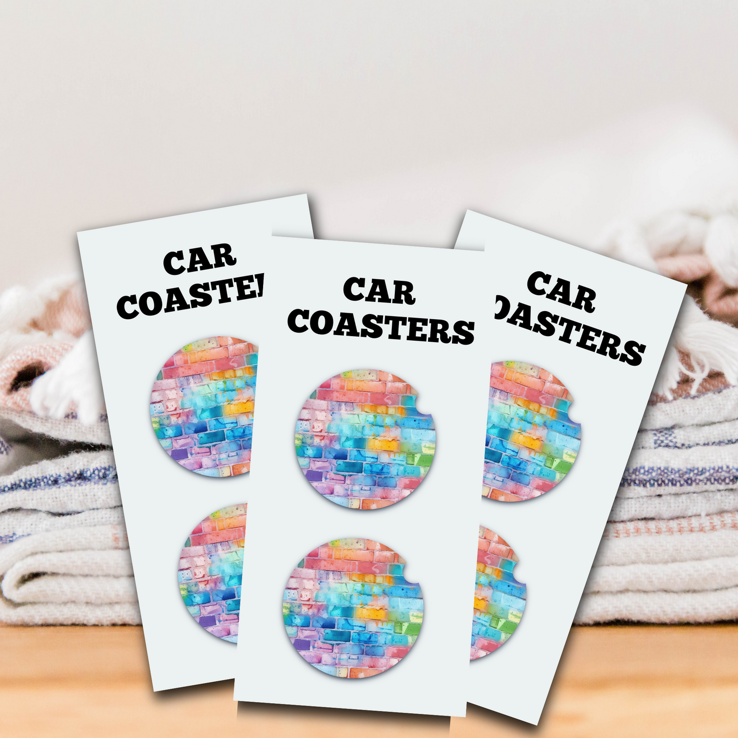 Watercolor Brick Car Coaster