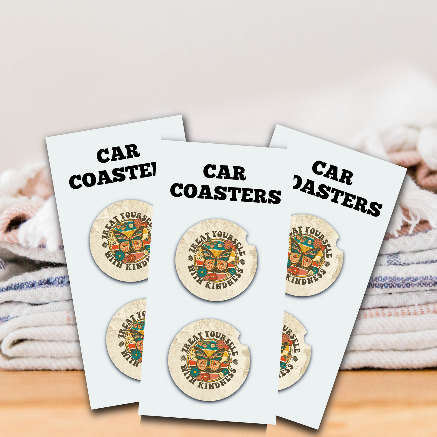 Treat Yourself With Kindness Car Coaster