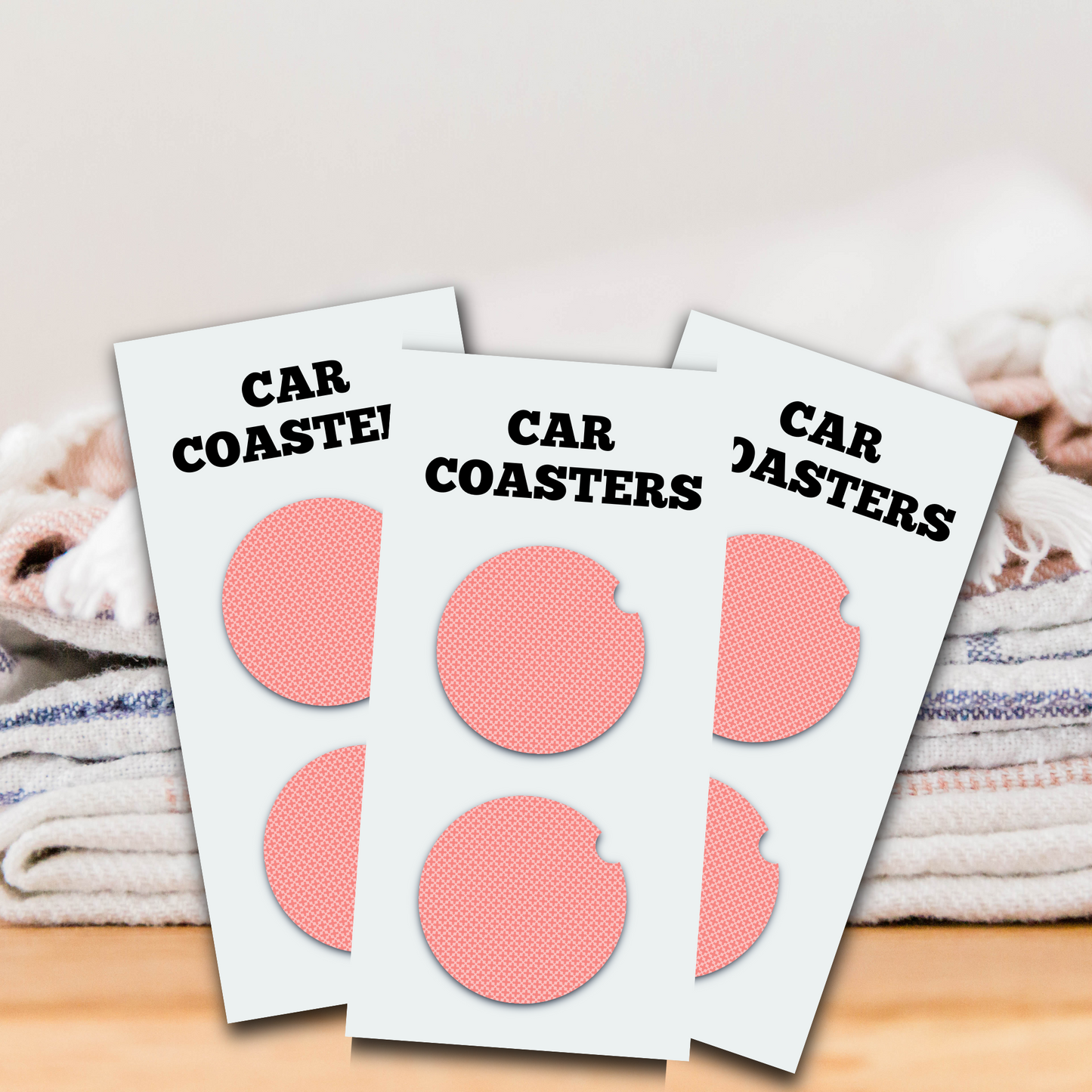 Coral Geometric Car Coaster