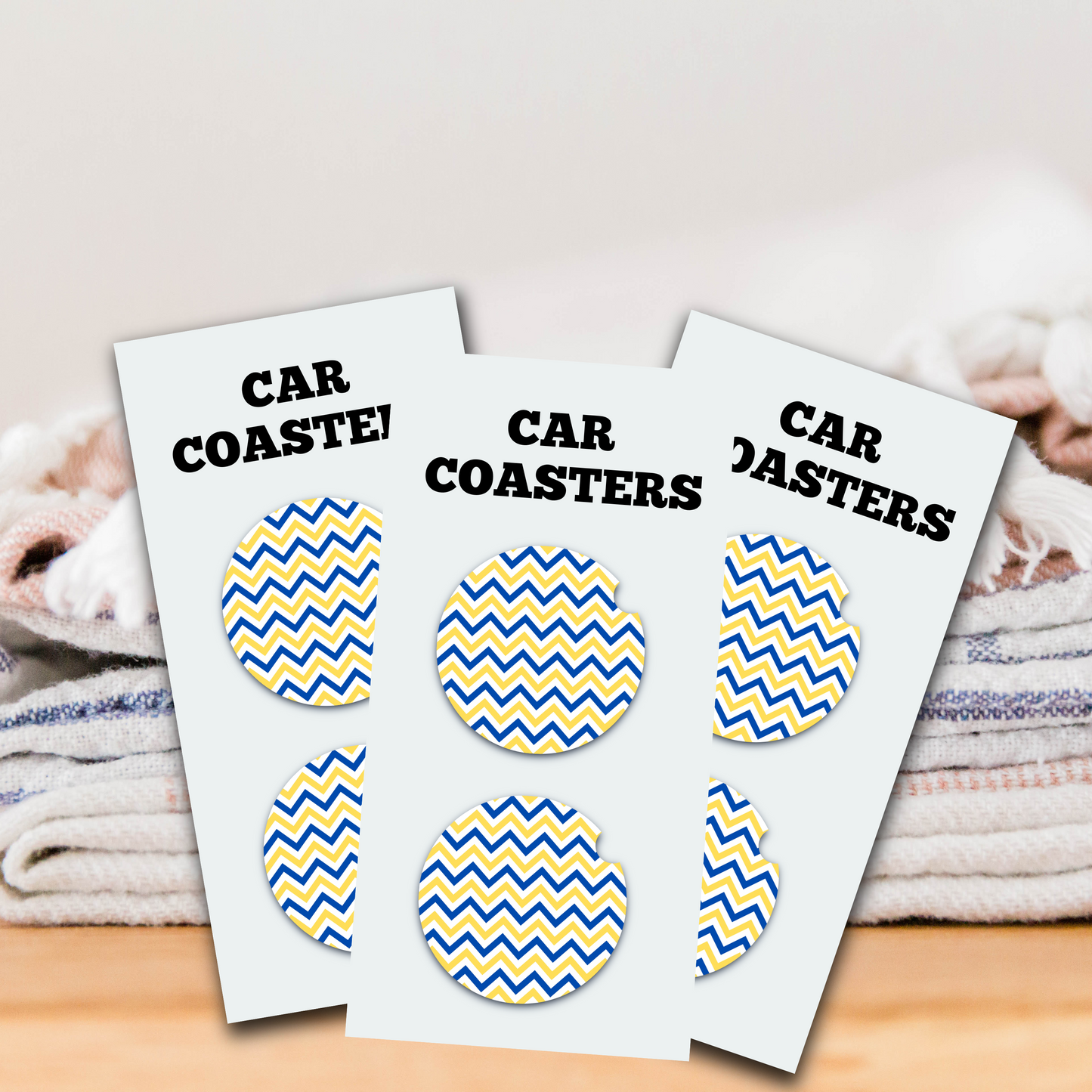 Blue & Yellow Zig Zag Car Coaster