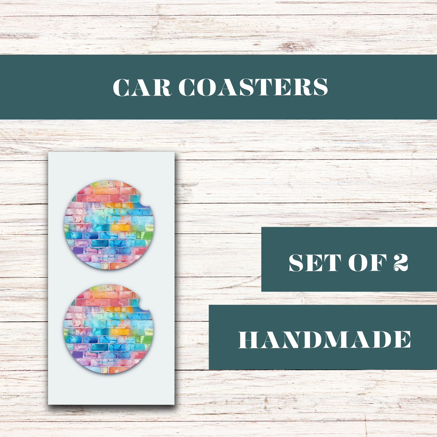 Watercolor Brick Car Coaster