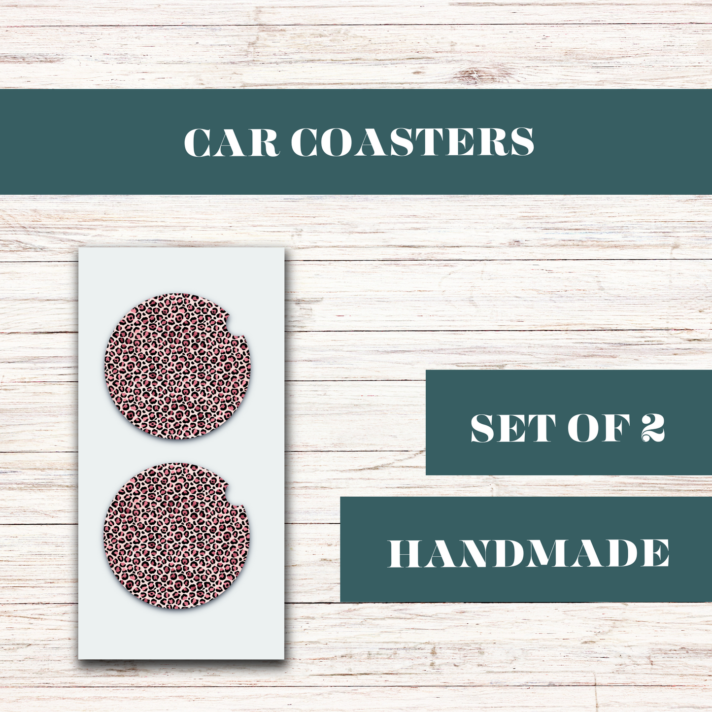 Pink & Black Cheetah Car Coaster