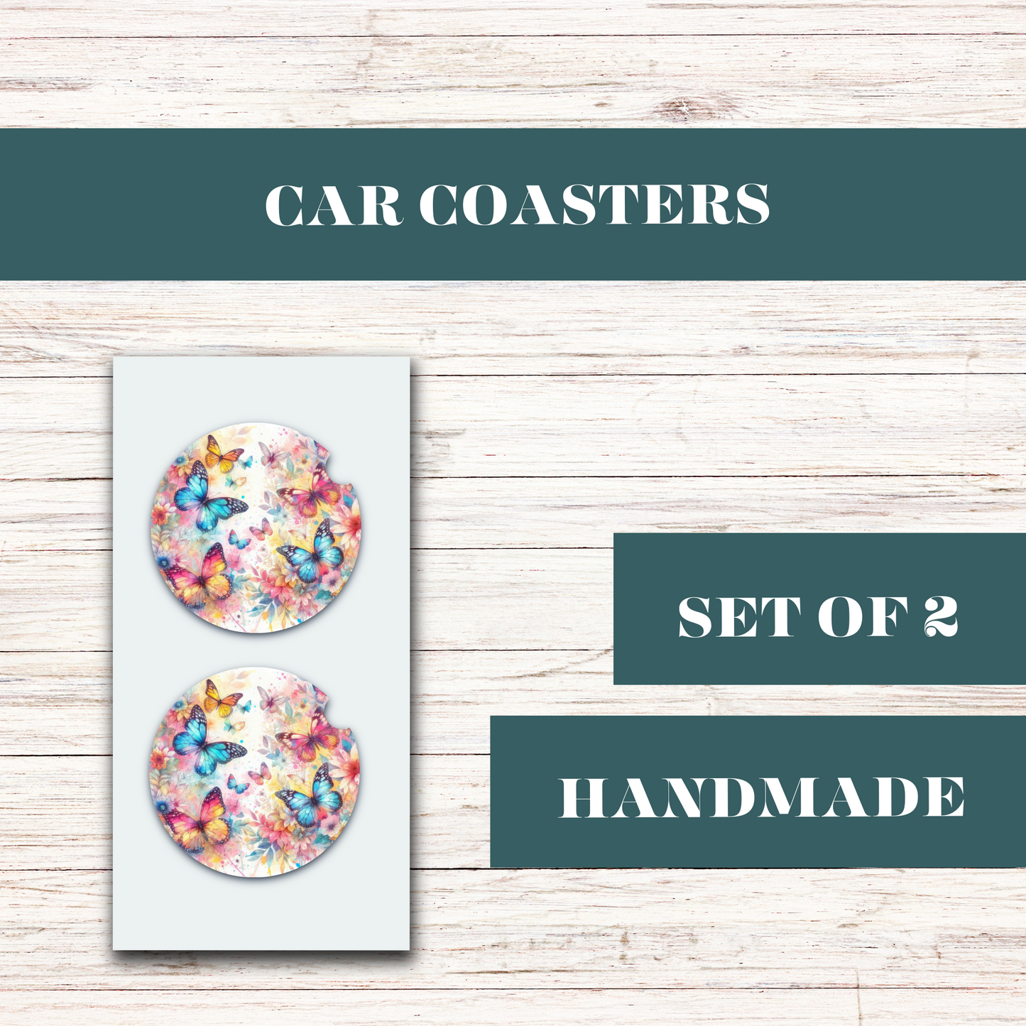 Watercolor Butterfly Car Coaster